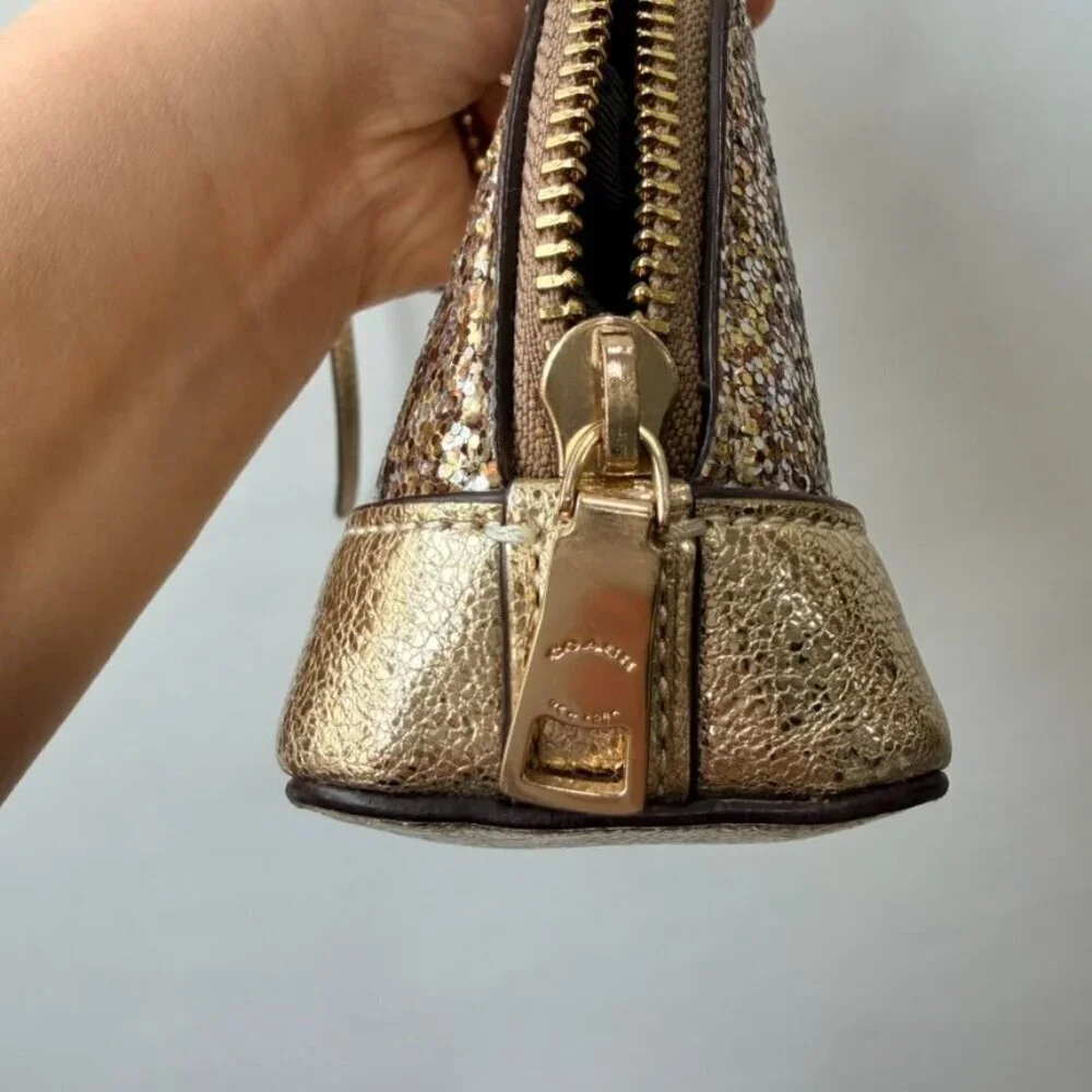 Coach Glitter Micro Mini Sierra Satchel Crossbody Gold OS